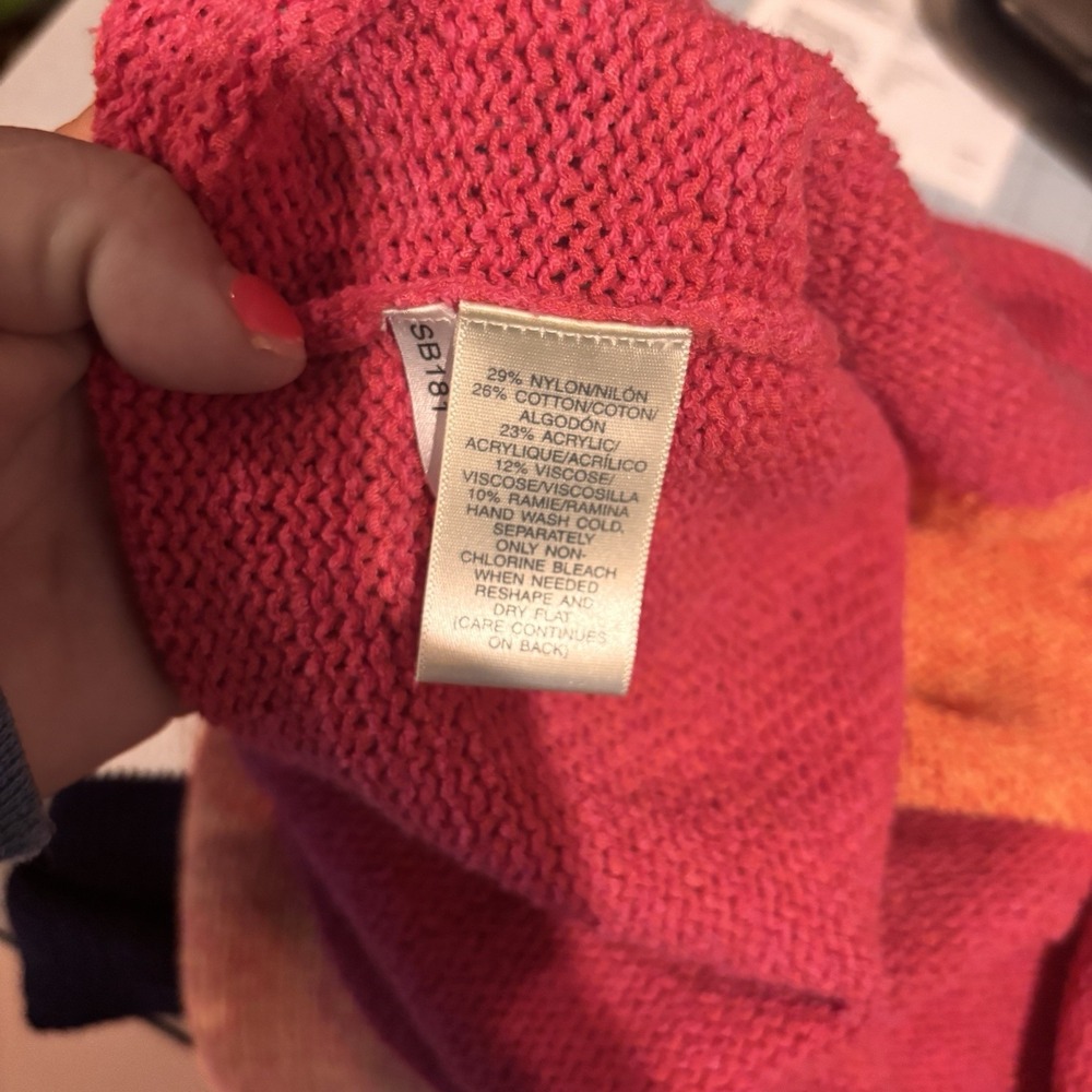 Susan Bristol Sweater Sleeveless Knit Womens Size XL Pink Orange Colorblock - Picture 5 of 5